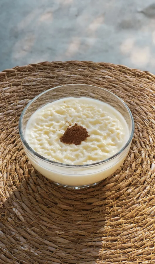 Tigela de arroz doce com canela