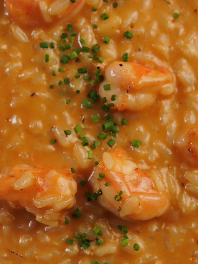 Risoto de camarão cremoso